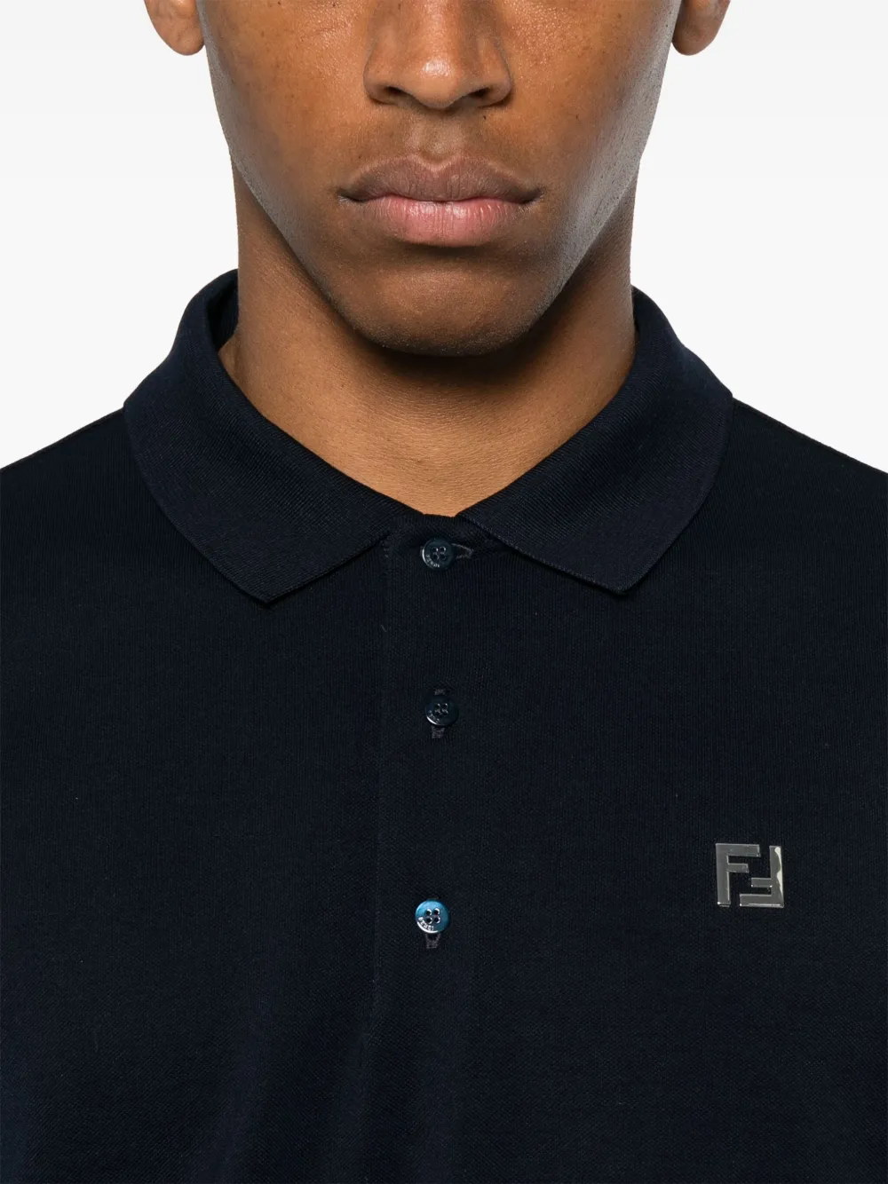 FENDI Poloshirt met geborduurd logo Blauw