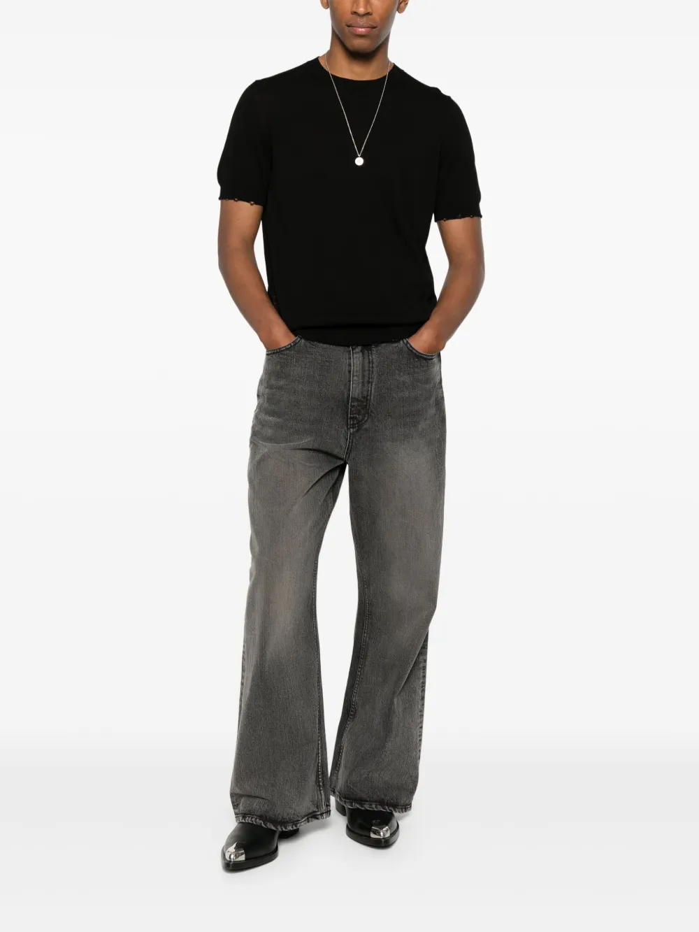 TONYWACK Jeans met wijde pijpen Zwart