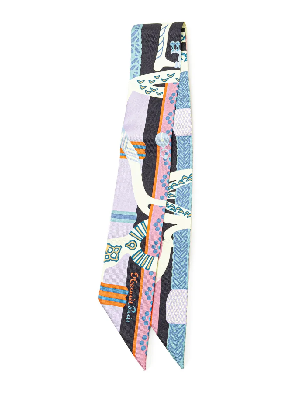 Hermès Pre-Owned 2020-2024 Fantaisie d Etriers Silk Twilly Scarf Hermès Pre-Owned 2020-2024 Fantaisie d Etriers Silk Twilly Scarf