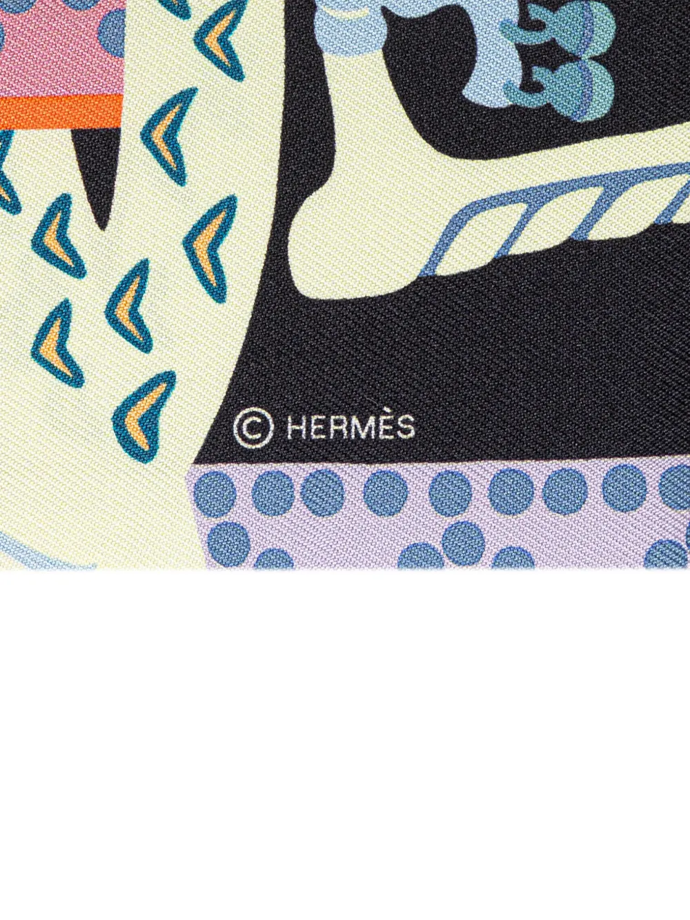 Pre-owned Hermes 2020-2024 Fantaisie D Etriers Silk Twilly Scarf Scarves