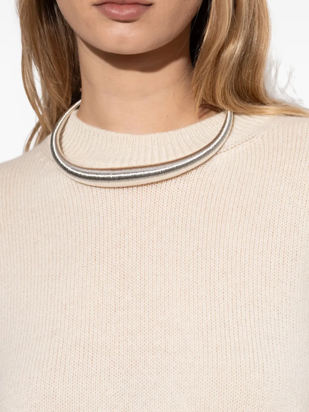 Jil Sander thread-embroidered necklace - Zilver