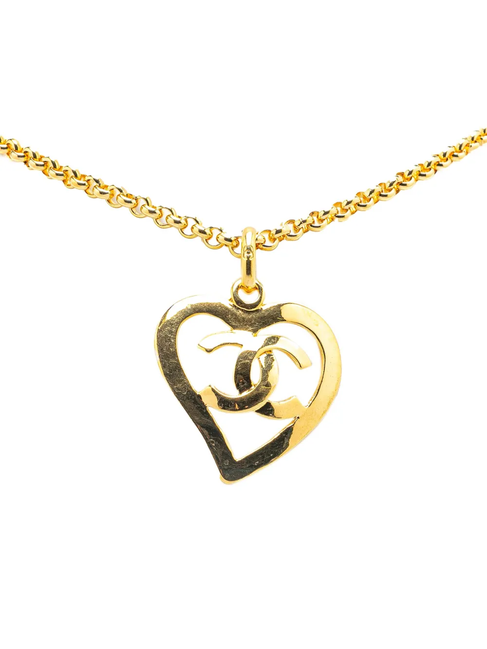 1995 Gold Plated CC Heart Pendant Necklace costume necklace