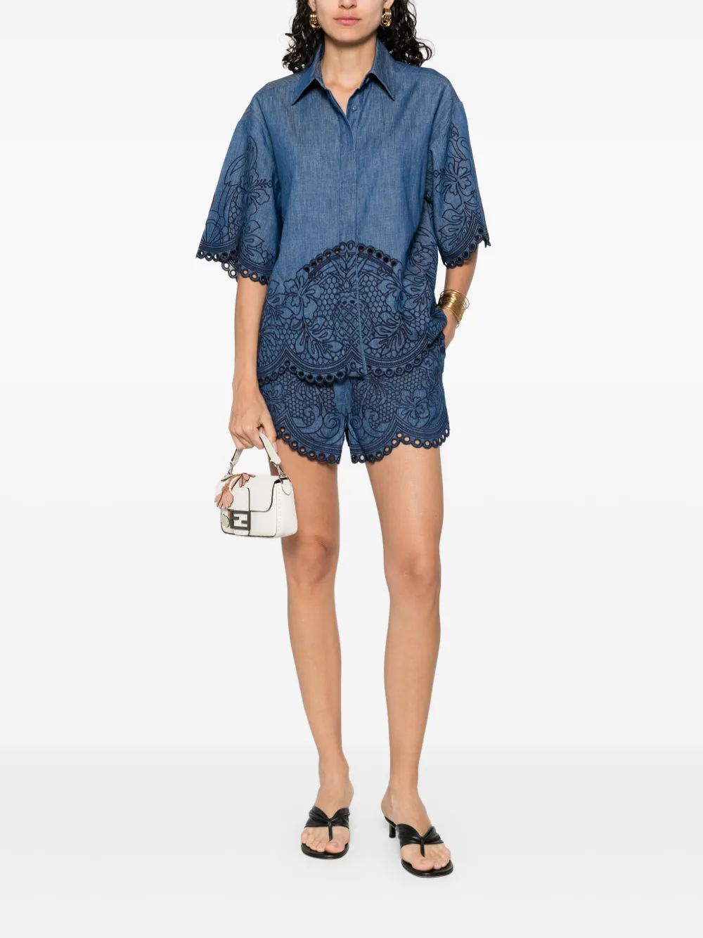ZIMMERMANN Shorts met borduurwerk Blauw