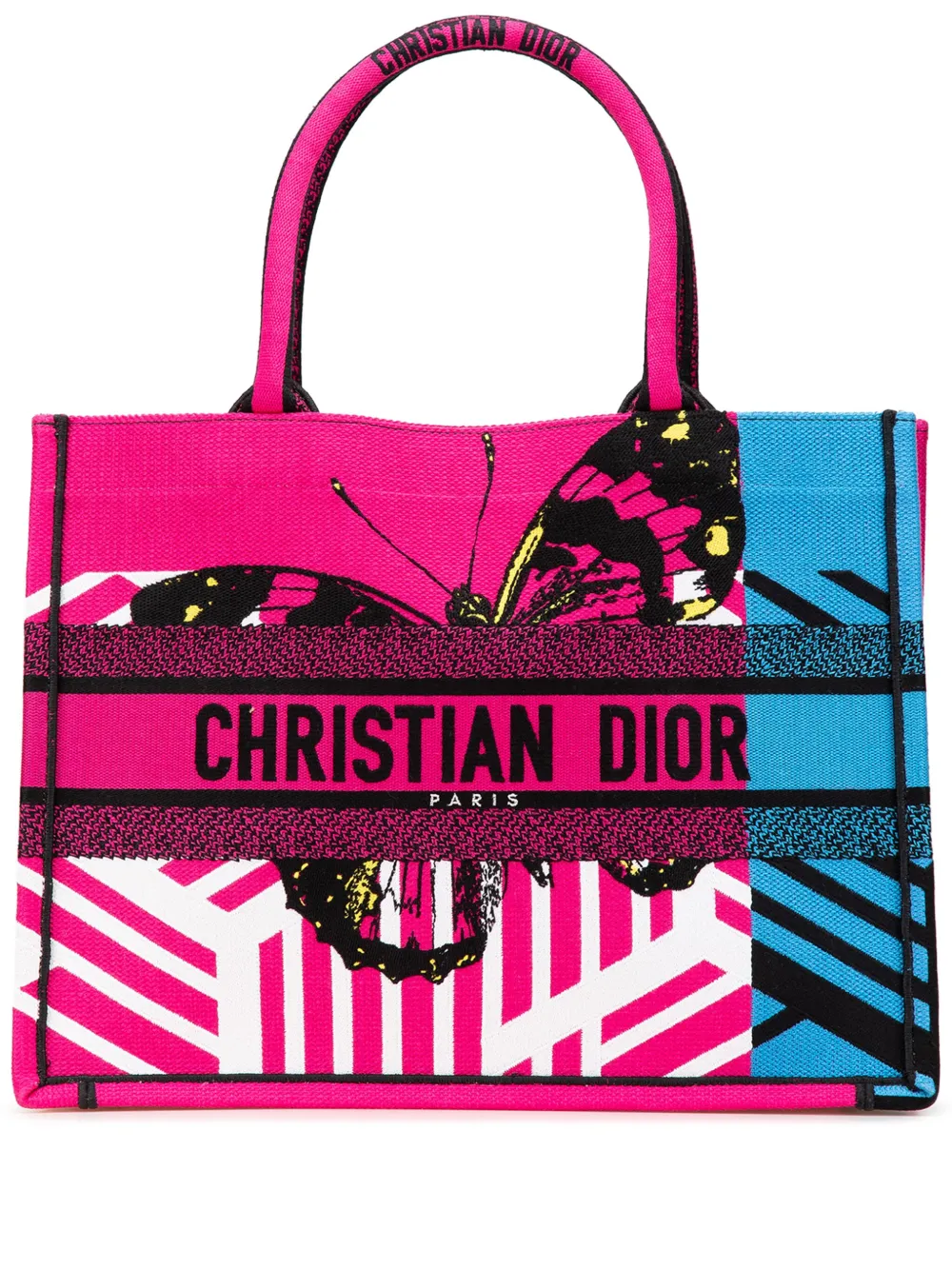 Christian Dior Pre-Owned 2021 ミディアム エンブロイダリーキャンバス バタフライ D ジャングル ポップ Christian Dior Pre-Owned 2021 ミディアム エンブロイダリーキャンバス バタフライ D ジャングル ポップ