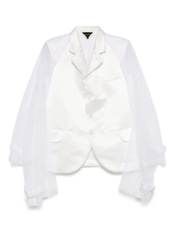 Comme des Garçons Tulle-inserts Blazer in White
