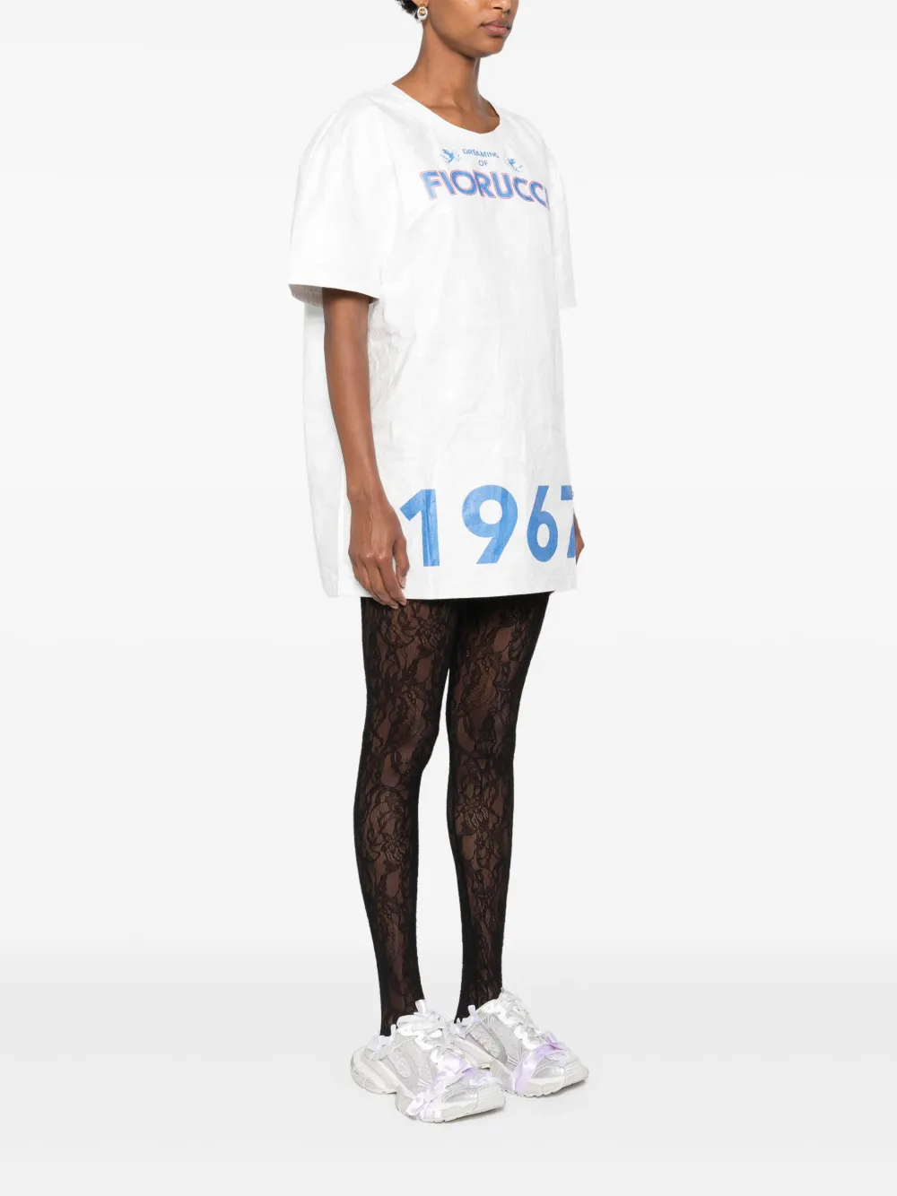 Fiorucci T-shirtjurk met logoprint Wit