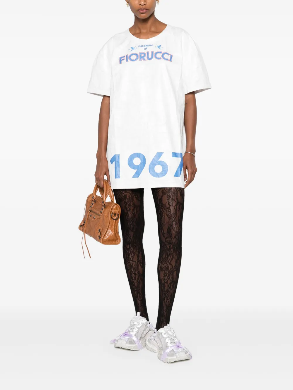 Fiorucci T-shirtjurk met logoprint - Wit