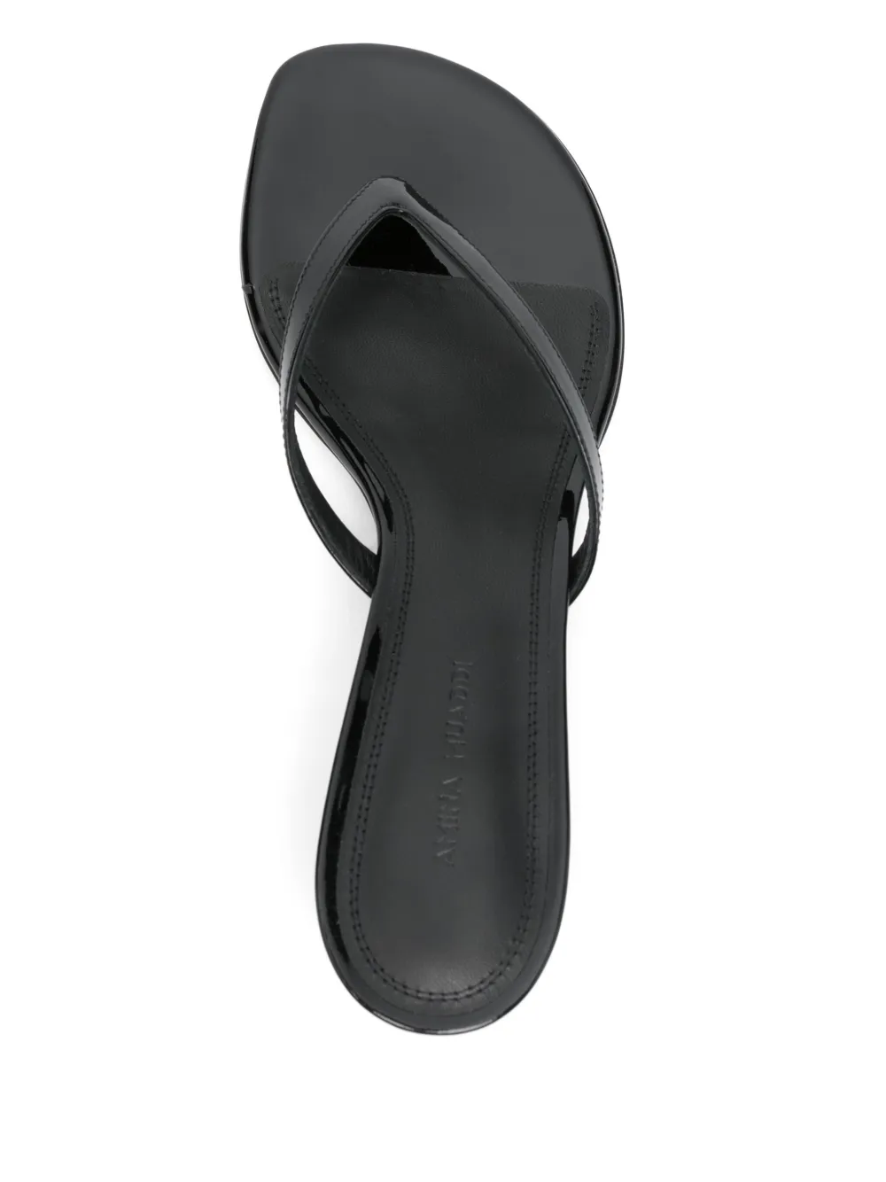 Amina Muaddi Juliette 45 Patent Leather Thong Sandals In Black