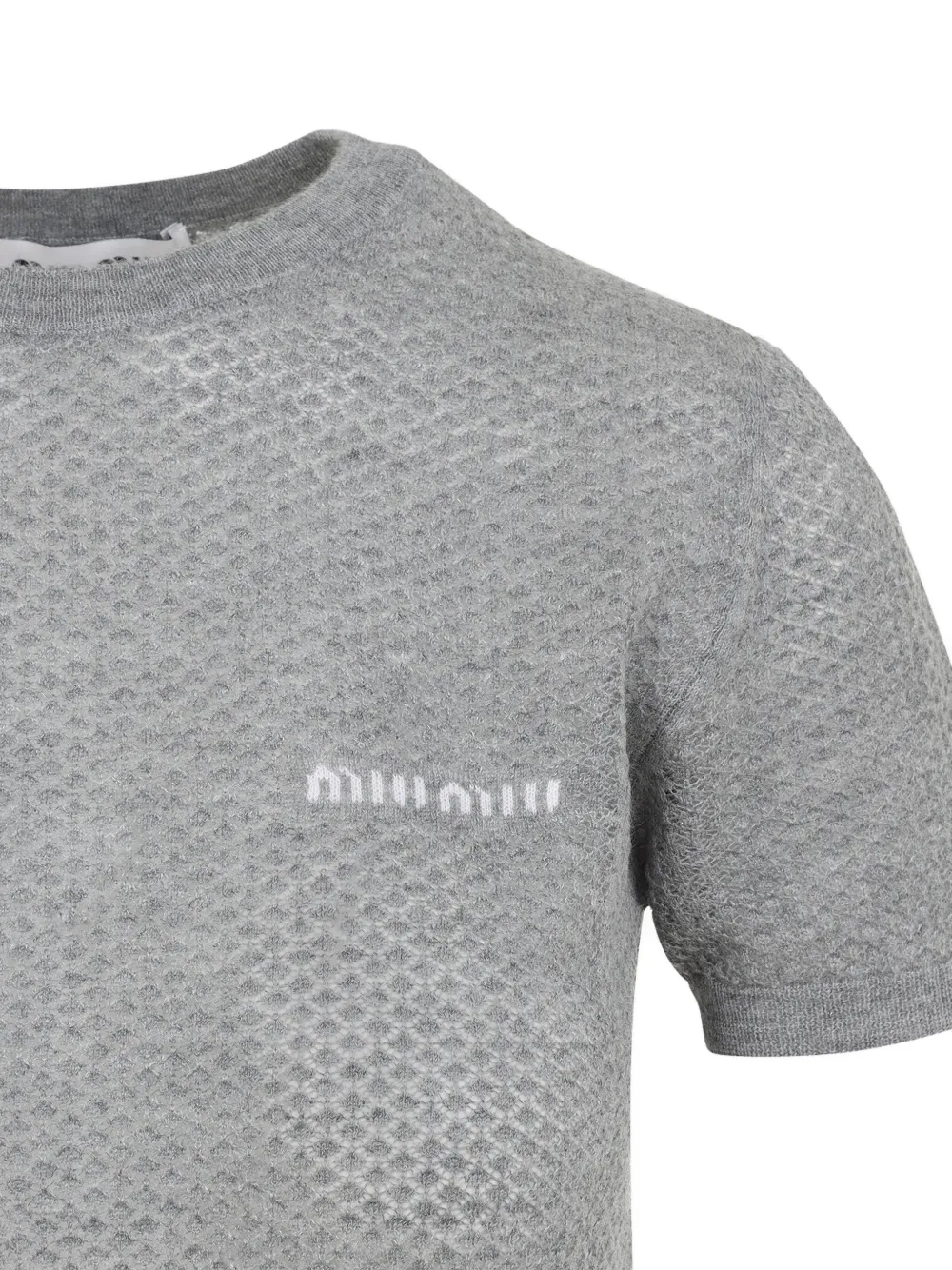 Miu T-shirt met logo intarsia Grijs