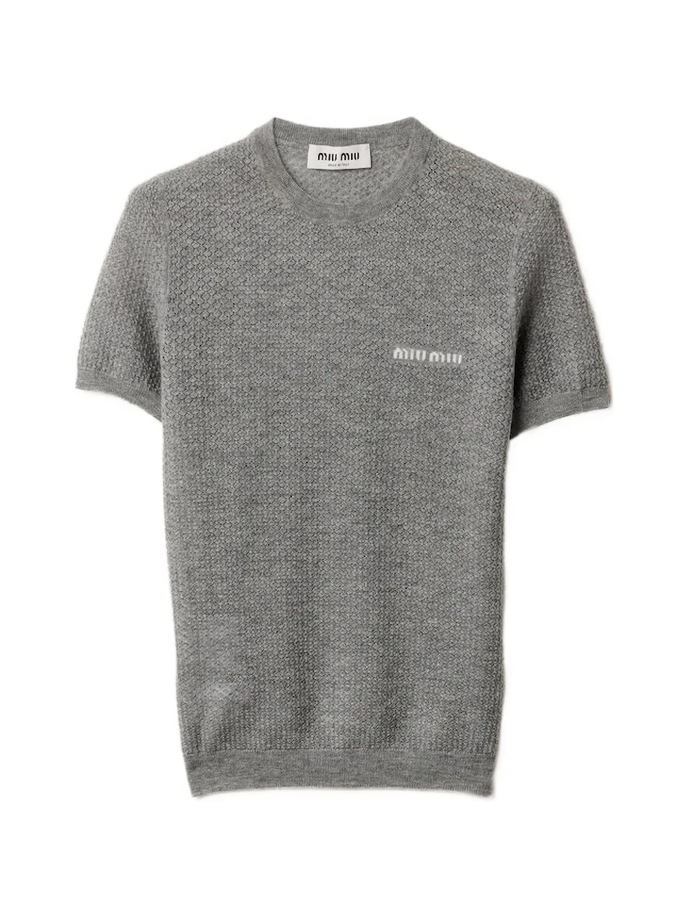 Miu Miu logo-intarsia T-shirt - Grigio