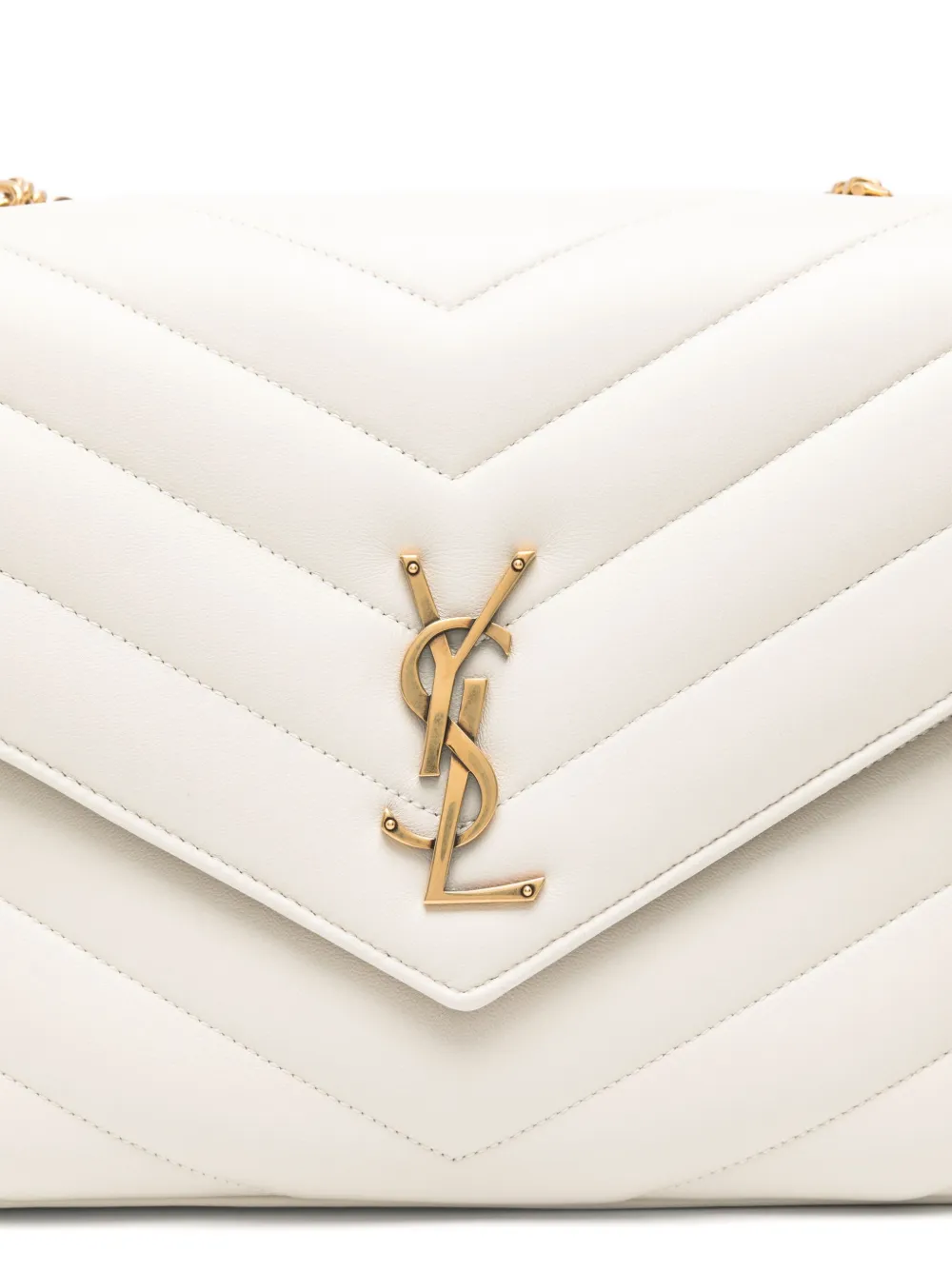 Saint Laurent Grote LouLou leren schoudertas Beige