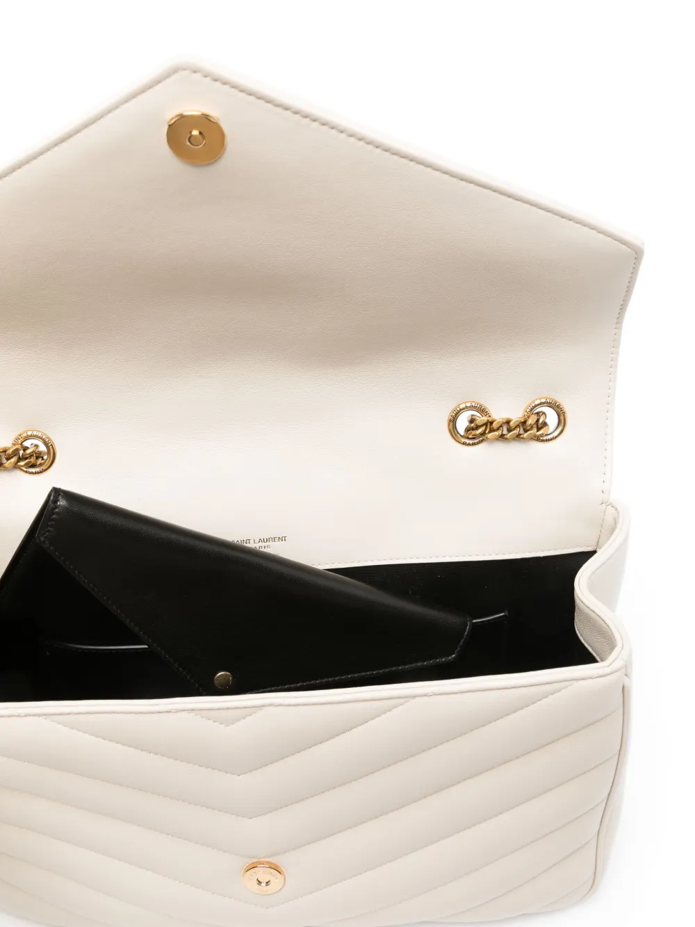 Saint Laurent Grote LouLou leren schoudertas Beige