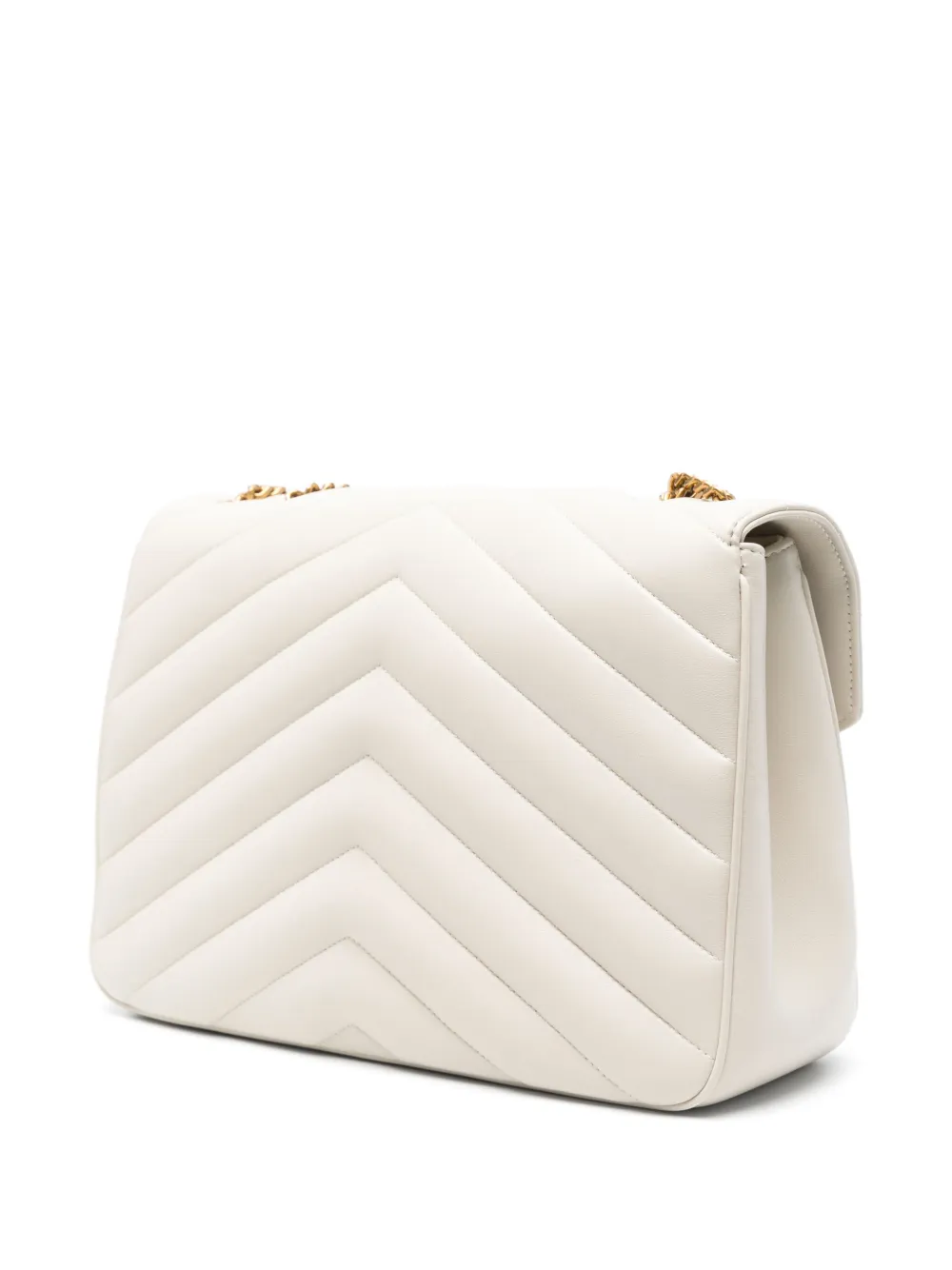 Saint Laurent Grote LouLou leren schoudertas Beige