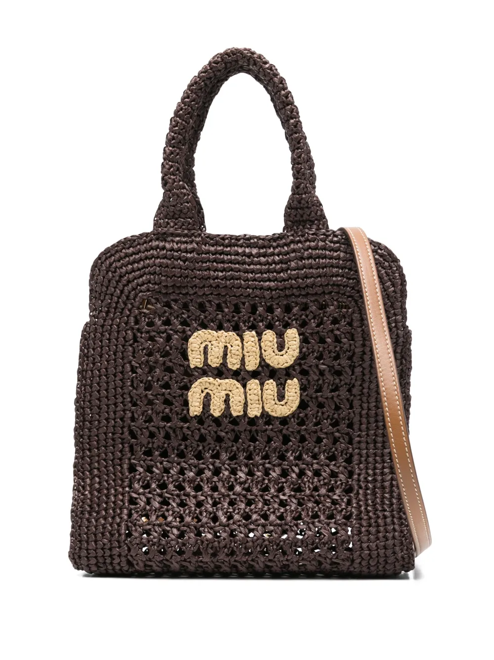 Miu Gehaakte shopper Bruin