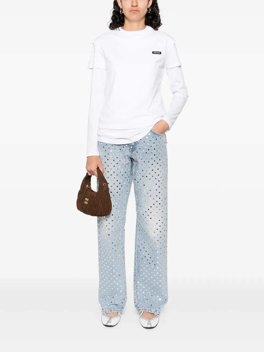 Miu T-shirt met logo-applicatie Wit