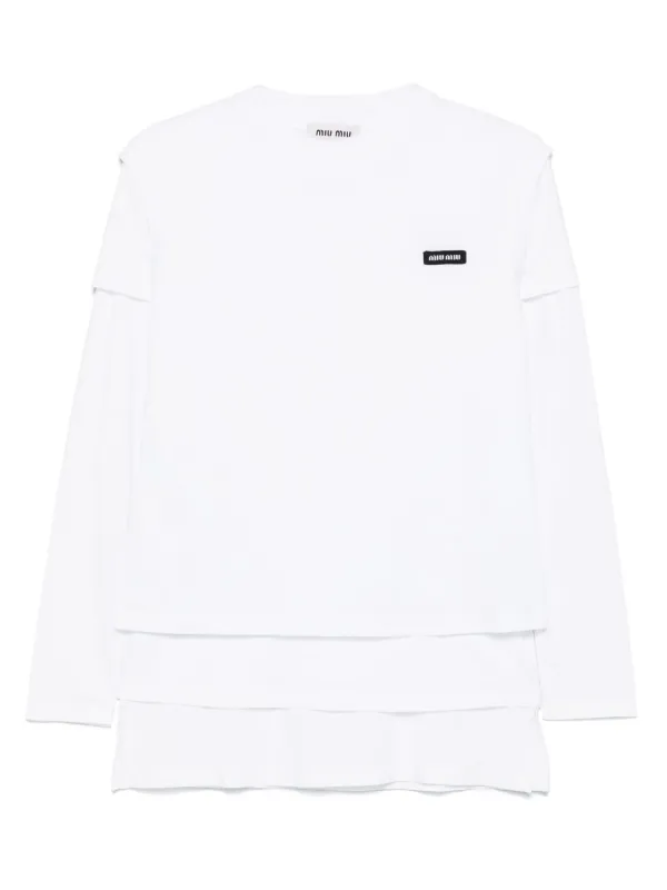 Miu Miu logo-appliqué T-shirt | White | FARFETCH NO