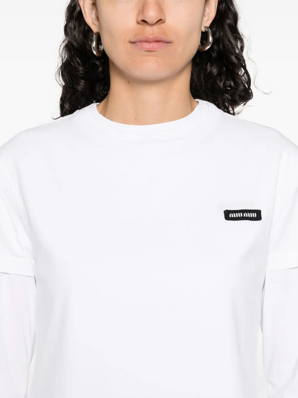 Miu T-shirt met logo-applicatie Wit