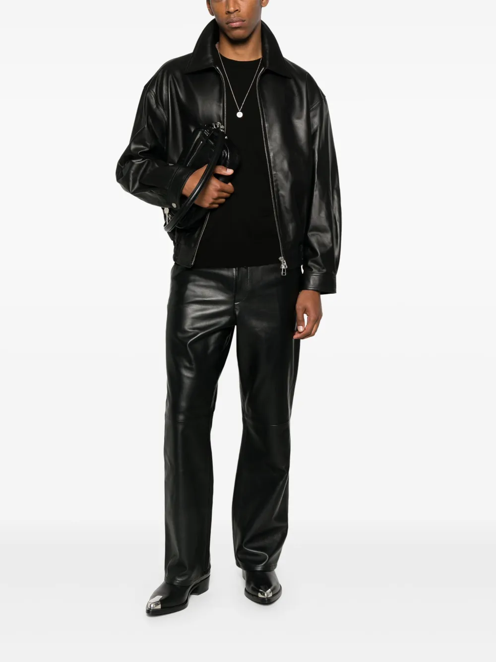 TONYWACK Leren broek Zwart