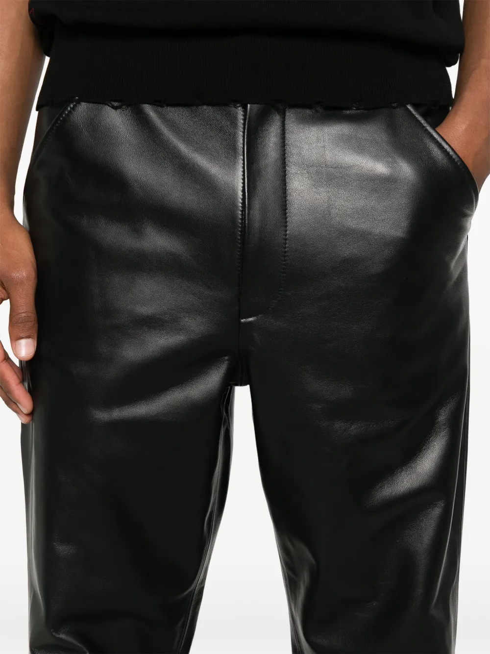 TONYWACK Leren broek Zwart