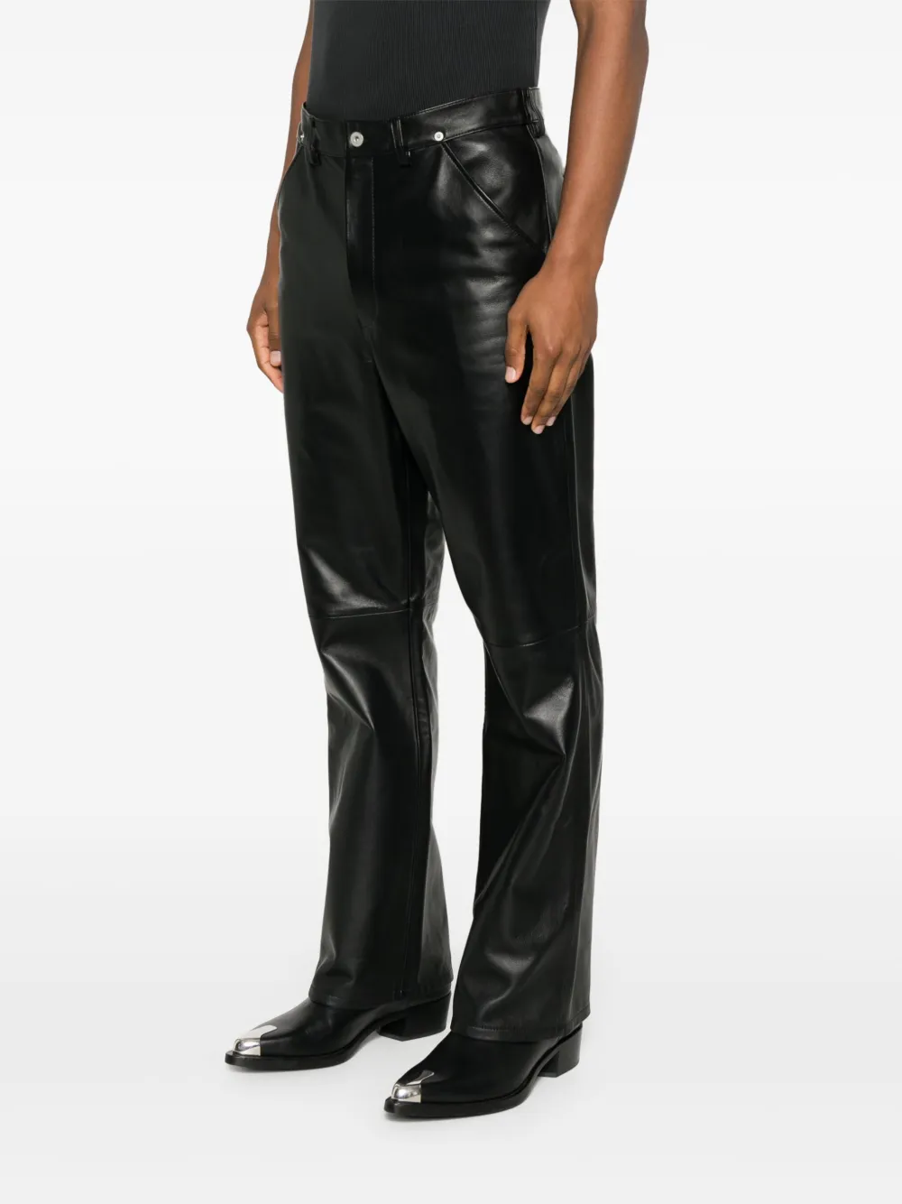 TONYWACK Leren broek Zwart