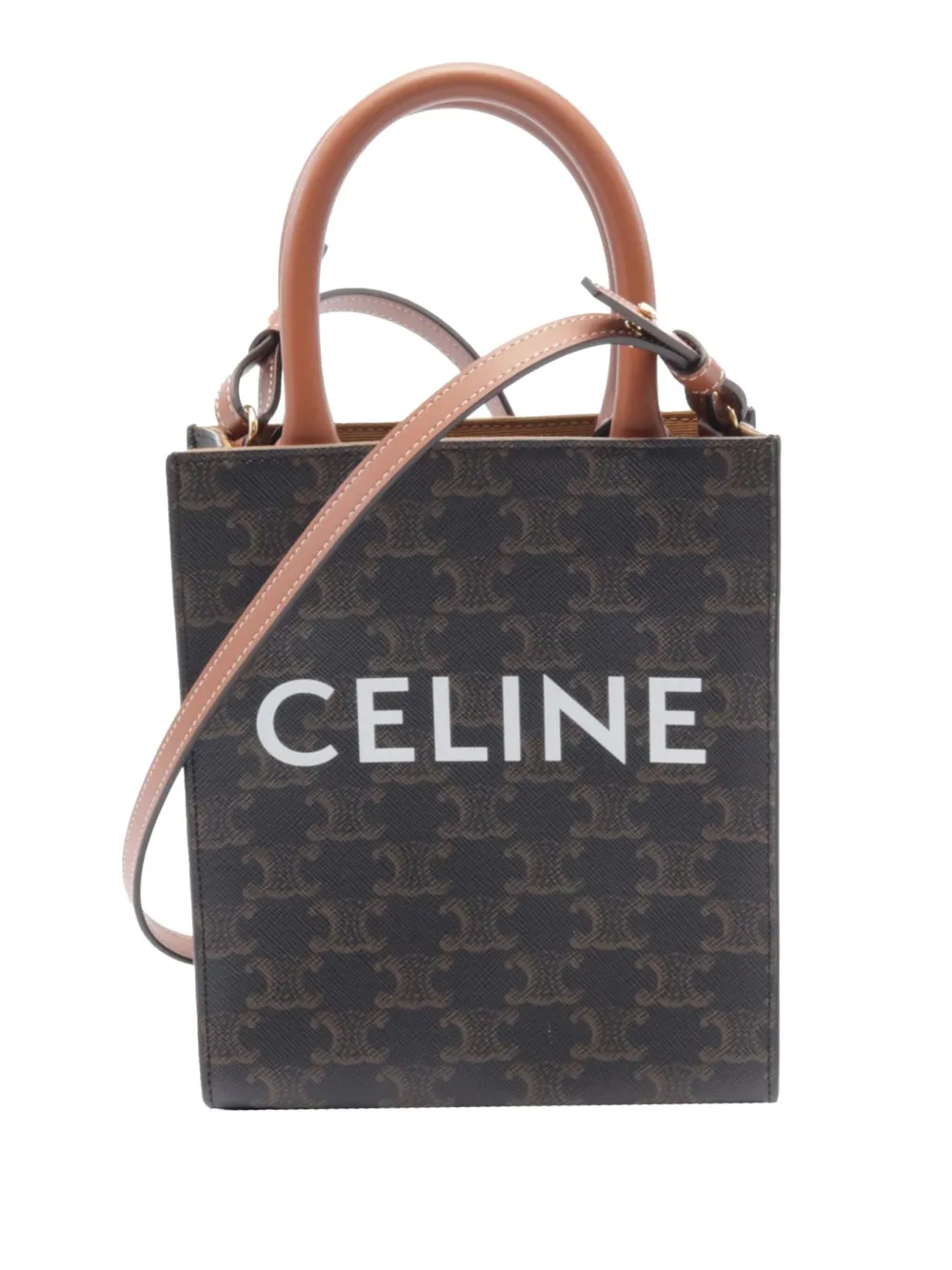 Céline Pre-Owned 2020-2024 ミニ トリオンフ コーテッドキャンバス バーティカル カバ サッチェルバッグ - Céline Pre-Owned 2020-2024 ミニ トリオンフ コーテッドキャンバス バーティカル カバ サッチェルバッグ -