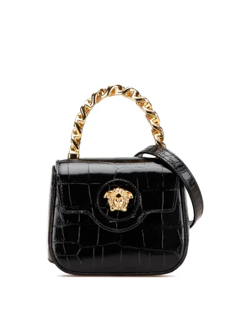 Versace Pre-Owned bolsa satchel Mini Croc Embossed La Medusa 2000-2024