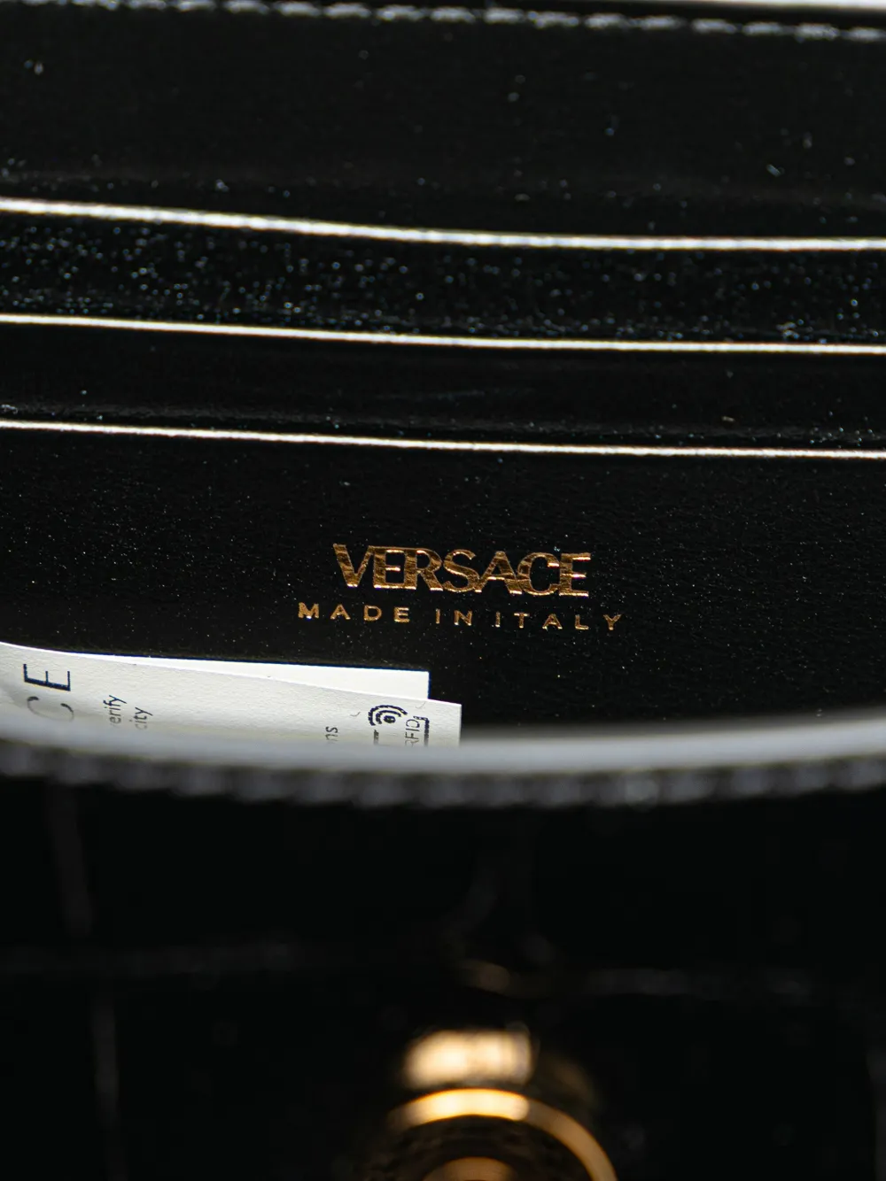 Pre-owned Versace 2000-2024 Mini Croc Embossed La Medusa Satchel In Black