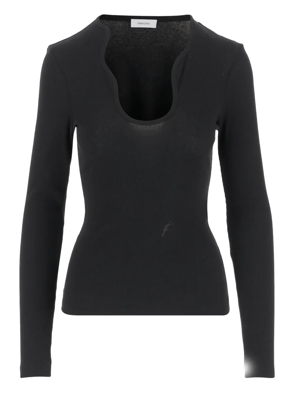 Ferragamo top con cuello rasgado | negro | Image 1