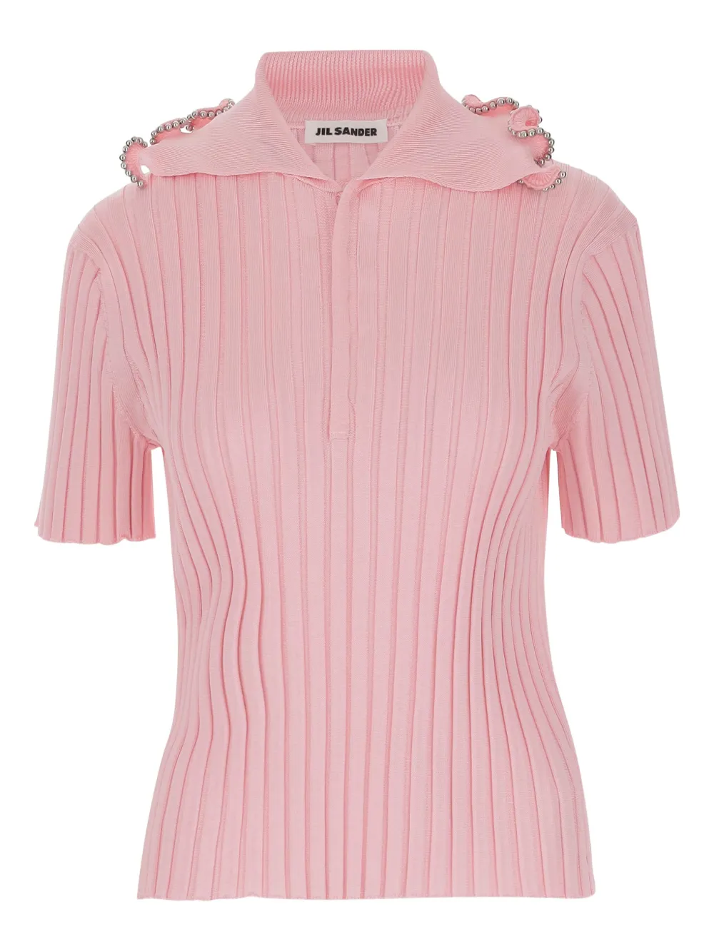 Jil Sander Geribbelde polotop Roze