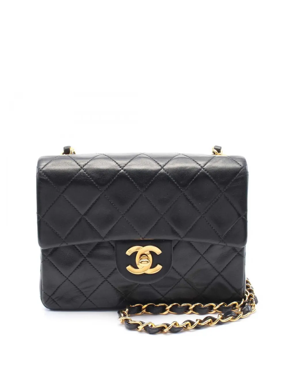 Pre-owned Chanel 1991-1994 Mini Square Classic Lambskin Single Flap Crossbody Bag
