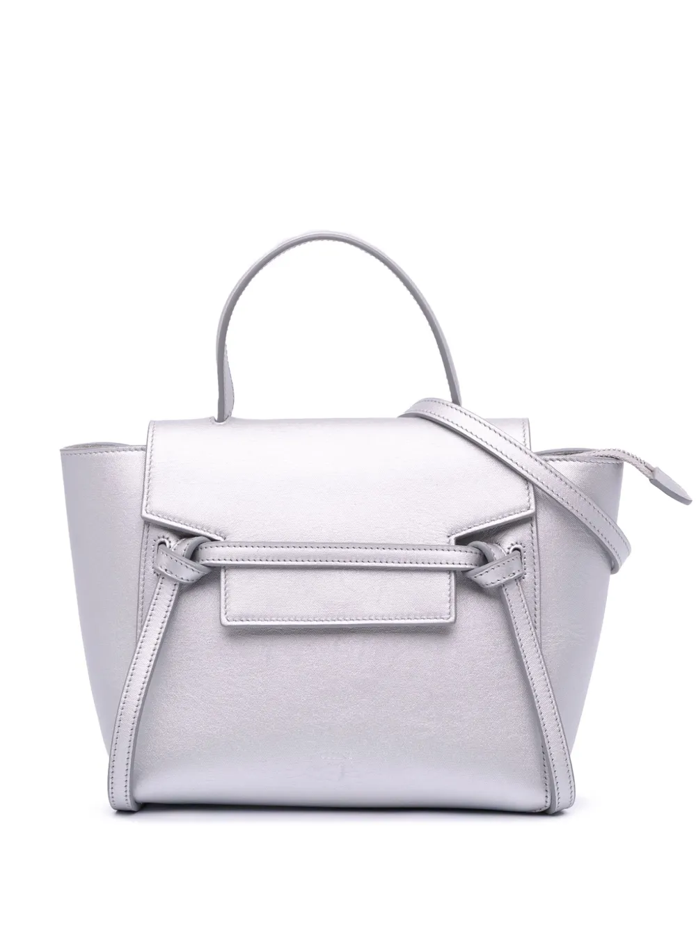 Céline Pre-Owned 2018 ナノ ラミネートカーフ ベルトバッグ サッチェル - シルバートーン Céline Pre-Owned 2018 ナノ ラミネートカーフ ベルトバッグ サッチェル - シルバートーン