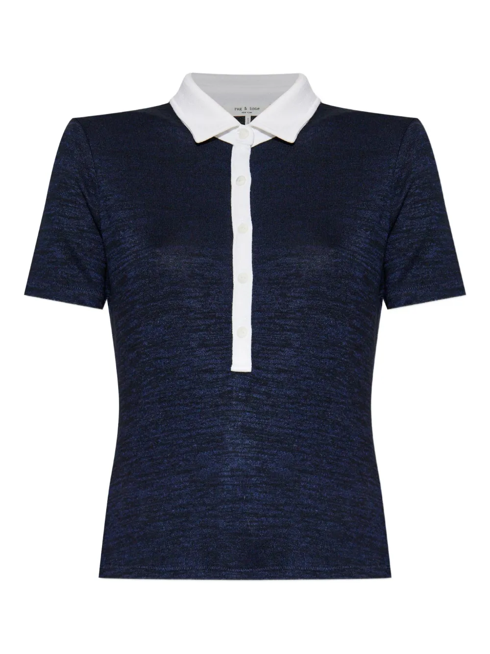 rag & bone two-tone polo top | Blue | Image 1