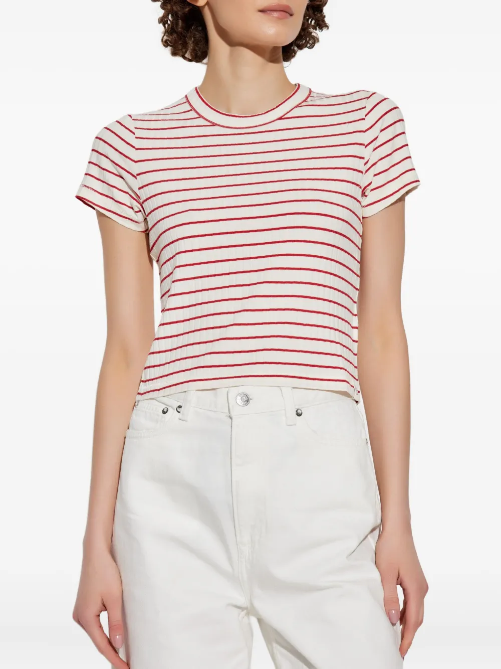 rag & bone Gestreept T-shirt Rood