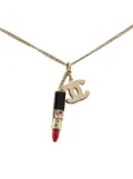 CHANEL Pre-Owned 2004 Gold Plated CC Lipstick Pendant Necklace costume necklace