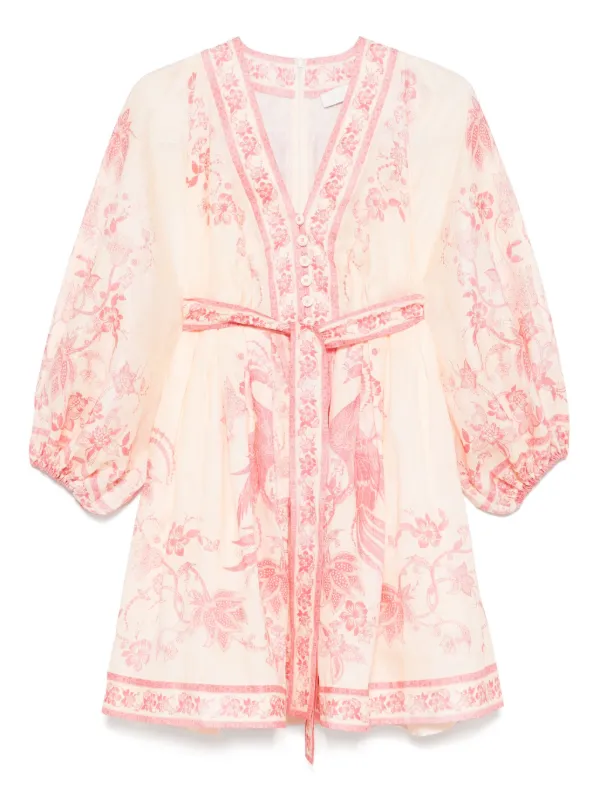 ワンピース ZIMMERMANN LUCKY LINEN MINI DRESS ZIMMERMANN Lucky Linen Mini Dress | Neutrals | FARFETCH