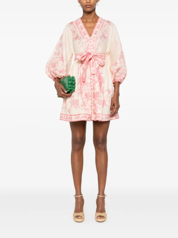 【Zimmermann】Lucky floral linen minidress Lucky floral linen minidress in pink - Zimmermann | Mytheresa