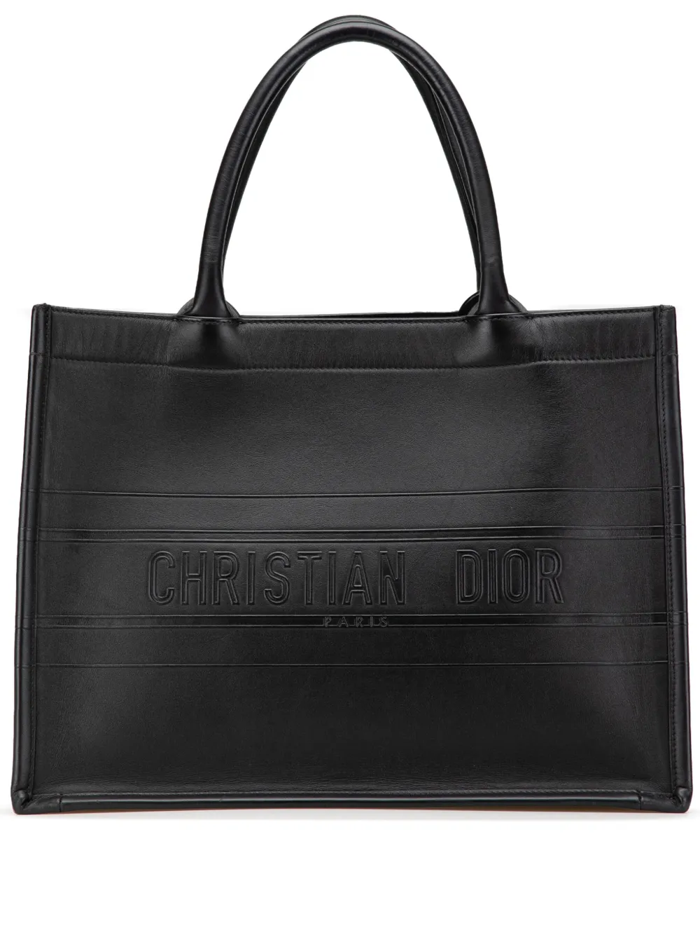 Christian Dior Pre-Owned 2022 ミディアム エンボスレザー ブック トートバッグ - ブラック Christian Dior Pre-Owned 2022 ミディアム エンボスレザー ブック トートバッグ - ブラック