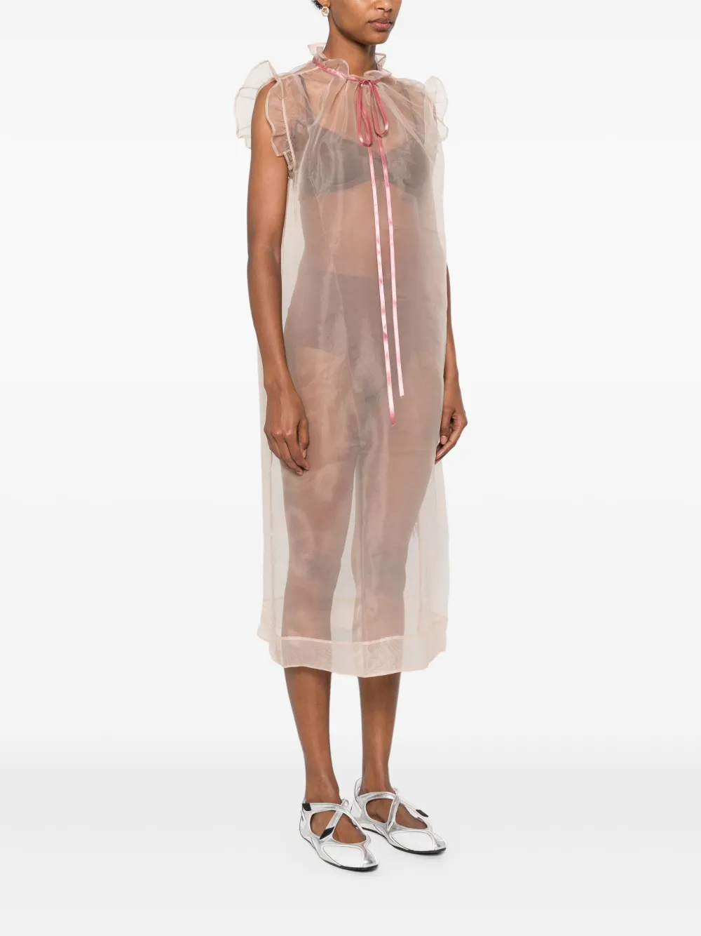Fiorucci Semi-doorzichtige midi-jurk Beige