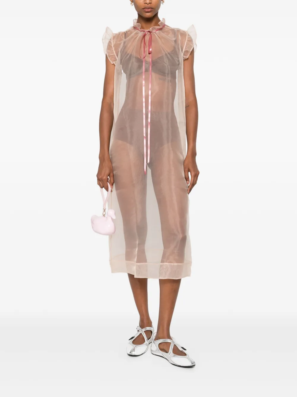 Fiorucci Semi-doorzichtige midi-jurk - Beige