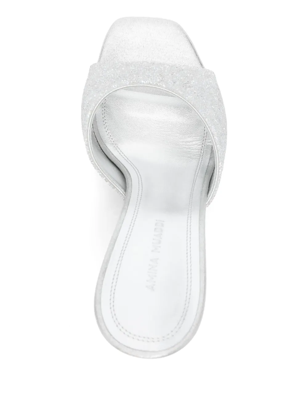Amina Muaddi 95 mm leren sandalen met hak Zilver