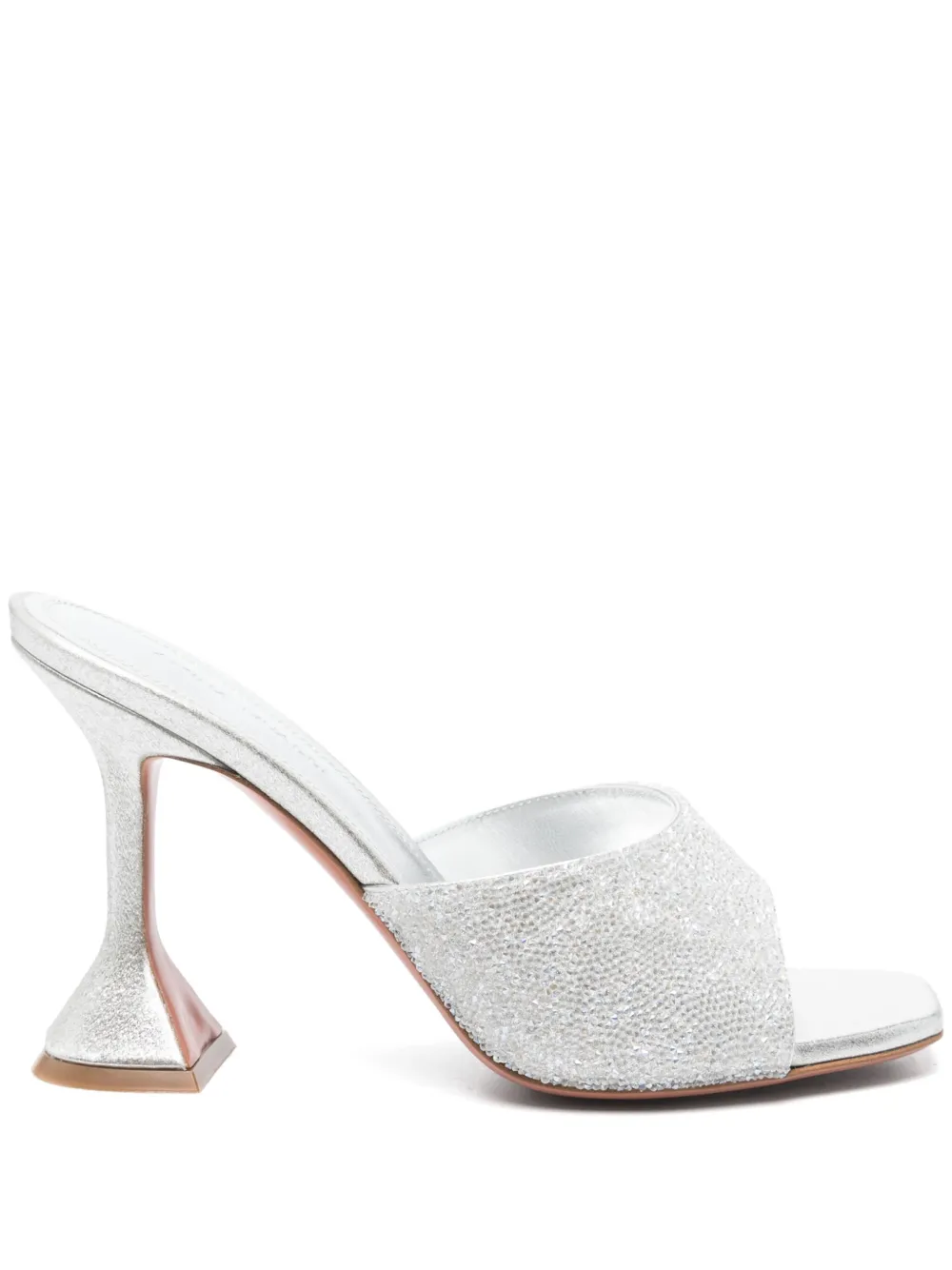 Amina Muaddi 95mm leather heeled sandals Silver