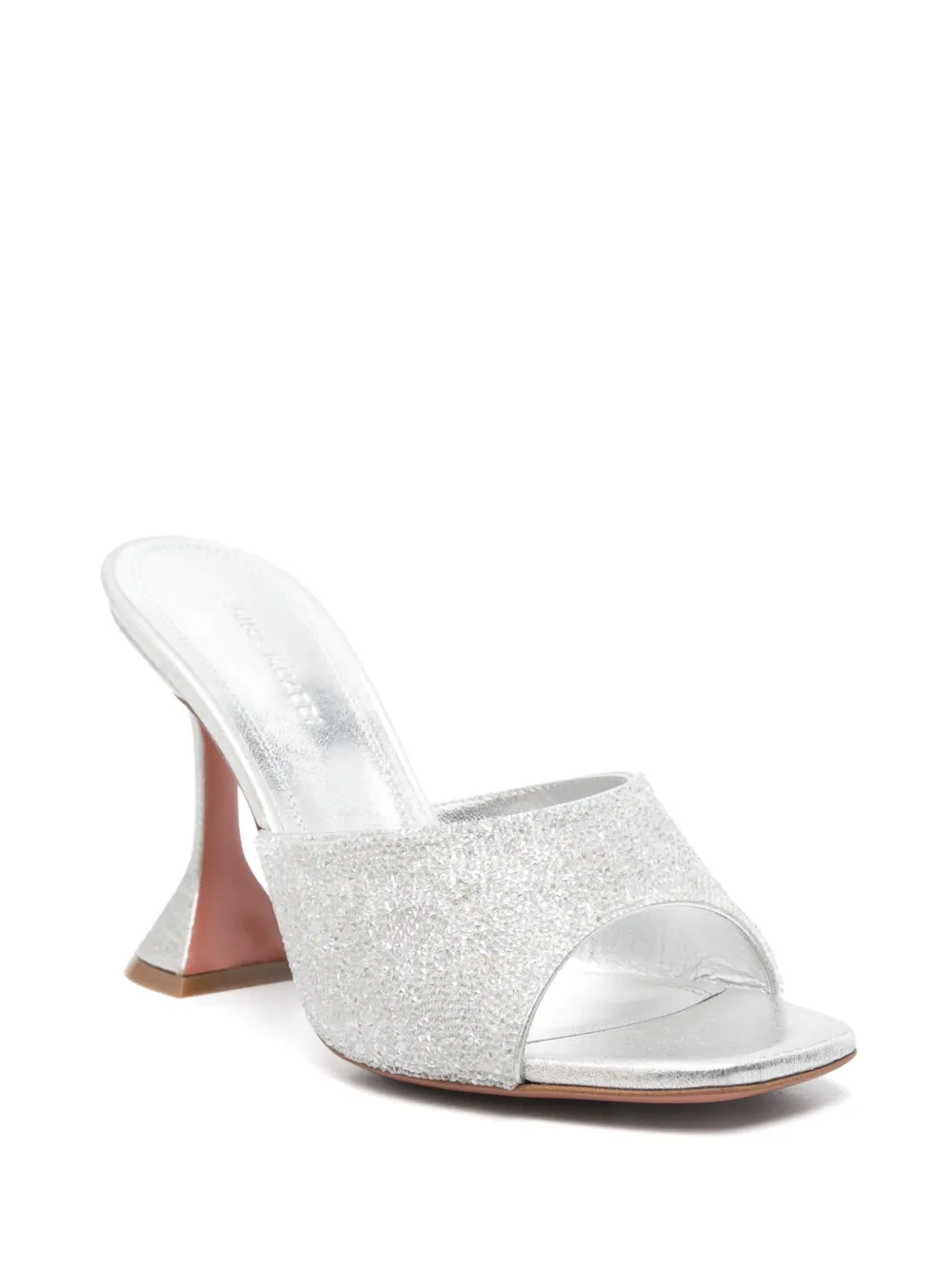 Amina Muaddi 95 mm leren sandalen met hak Zilver