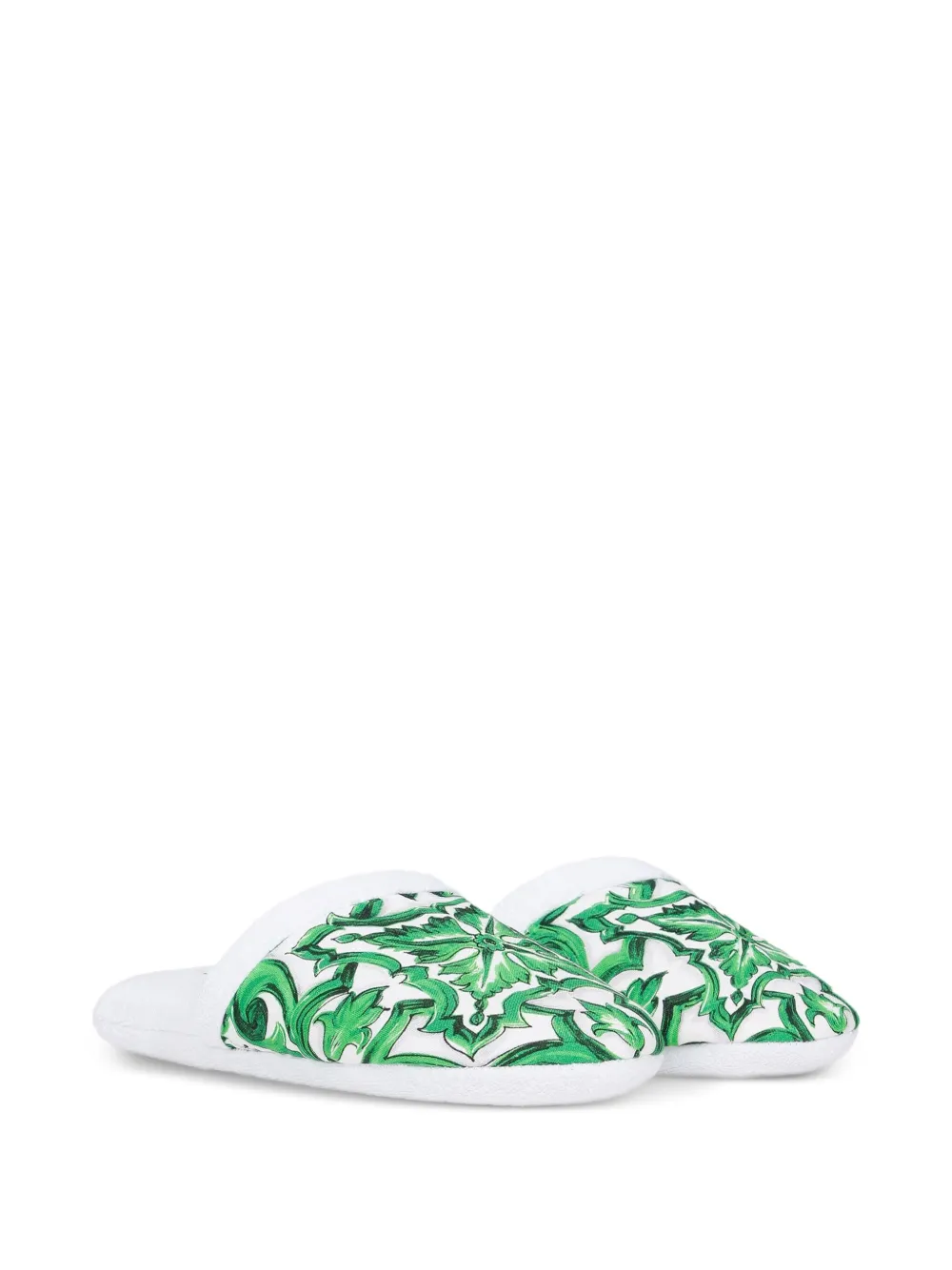 Dolce & Gabbana Mediterraneo-print Slippers In Green