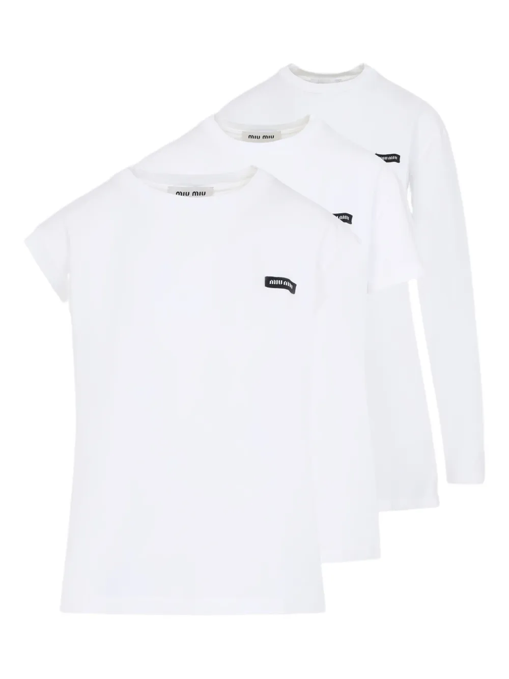 Miu Drie T-shirts met geborduurd logo Wit