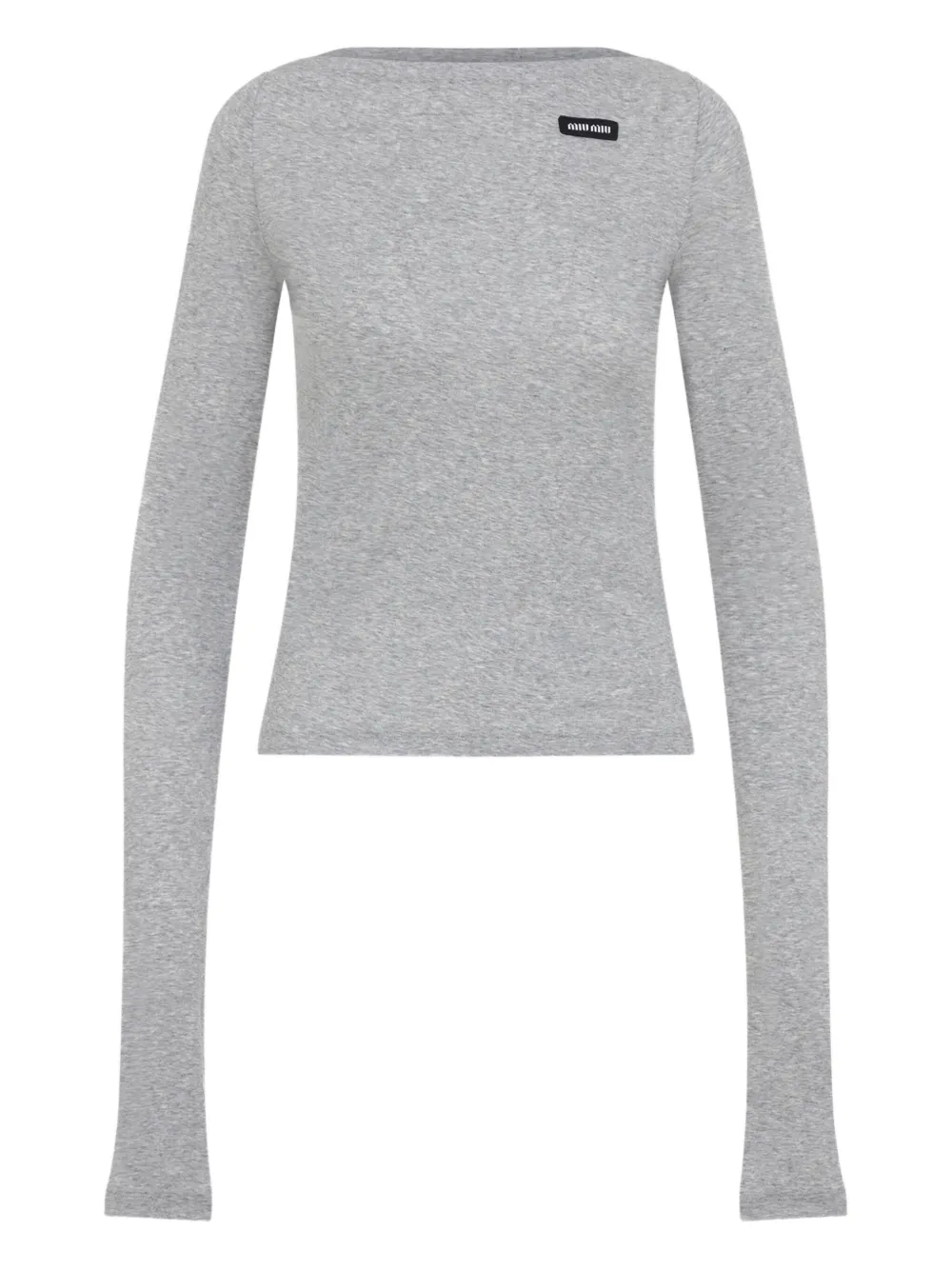 Miu Miu logo-patch T-shirt | Grey | Image 1