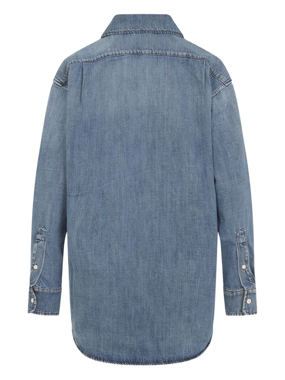 Miu Miu logo-patch shirt - Blauw