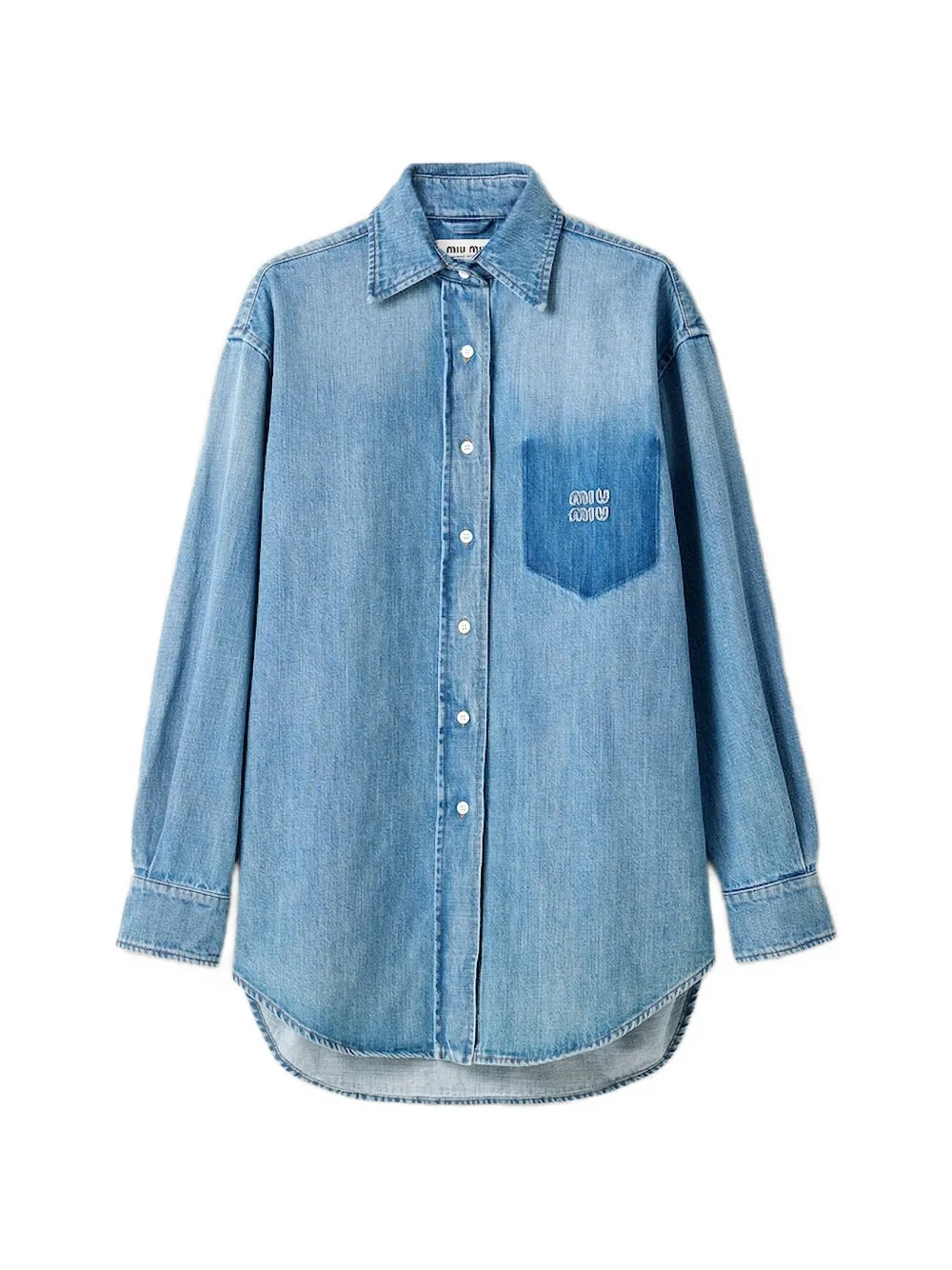 Miu Miu logo-patch shirt - Blu