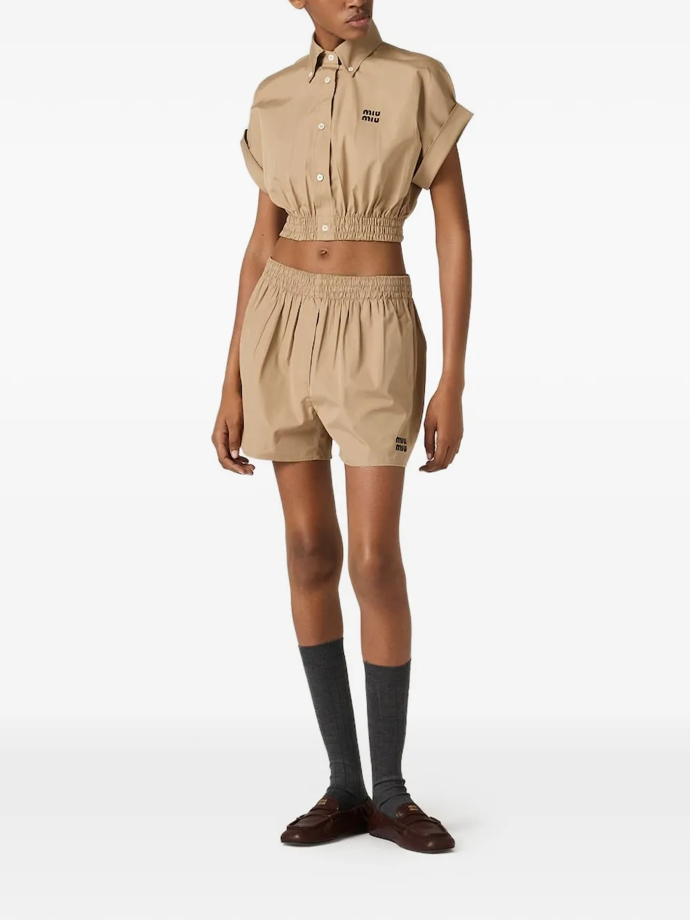 Miu Katoenen shorts Beige