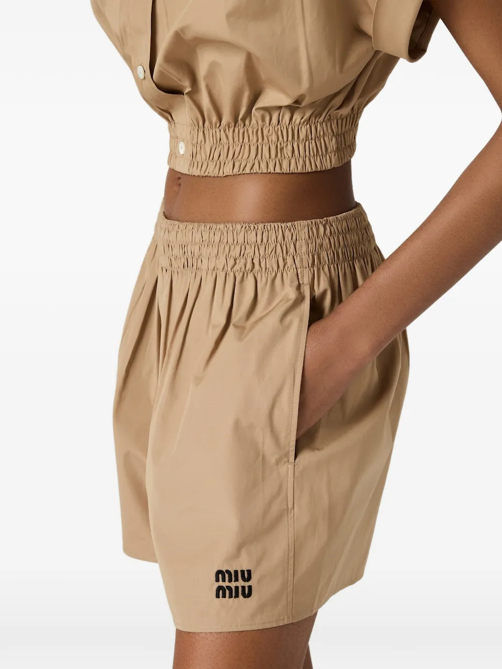 Miu Katoenen shorts Beige