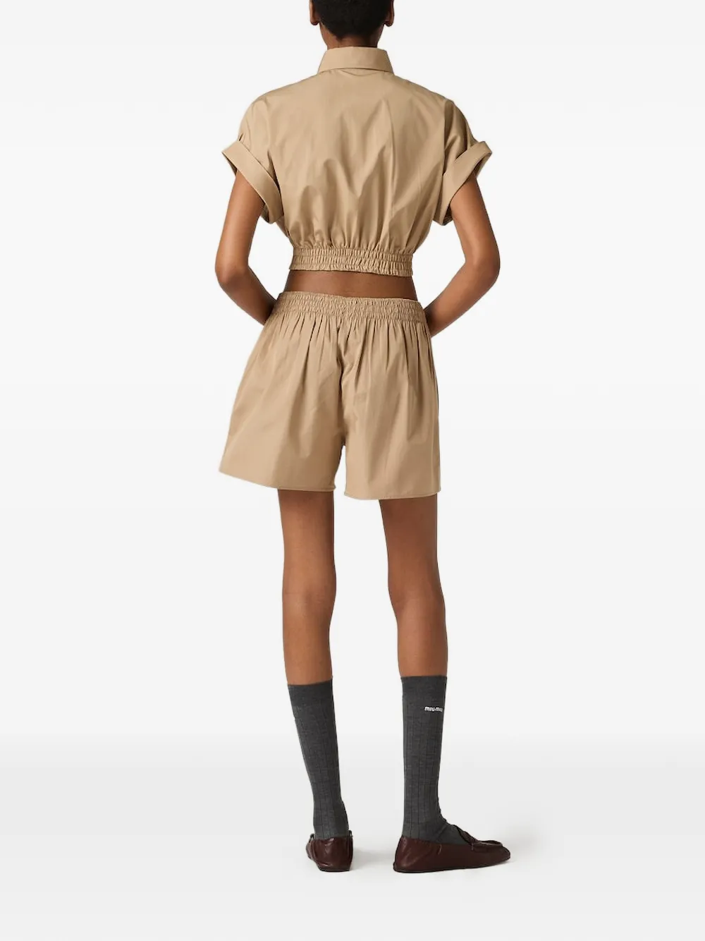 Miu Katoenen shorts Beige